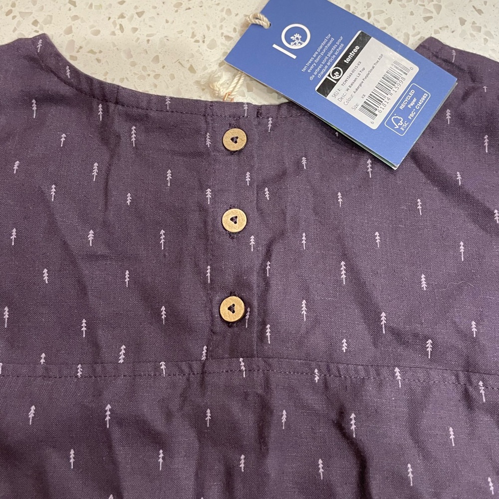 Ten Tree NWT Balsalm LS Top XS in Aubergine purple - Picture 2 of 7